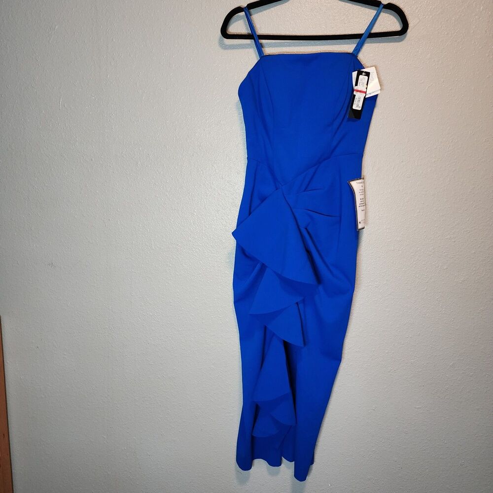 Betsy & Adam Royal Blue Ruffle Bodycon Midi Cocktail Dress • Size 2